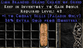 Paladin Skill Charm With Gold Find